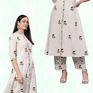 Buy idaLia Women's Off White Hand Block Printed Cotton A-line Kurta Set ...