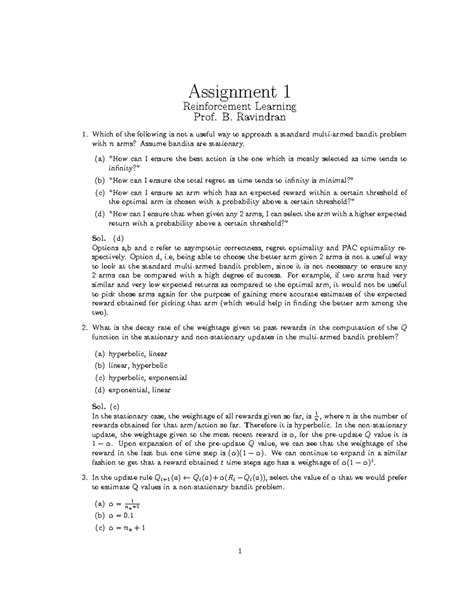 A1 - Artificial intelligence - Assignment 1 Reinforcement Learning Prof ...