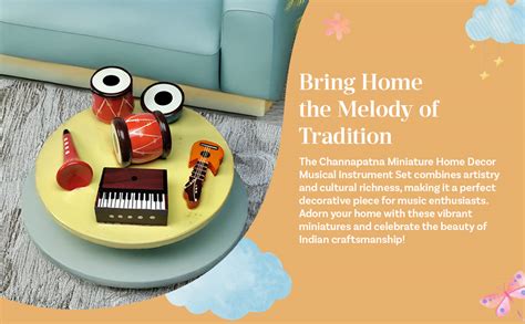 Channapatna Toys Miniature Home Decor Musical Instrument Set, Handmade ...