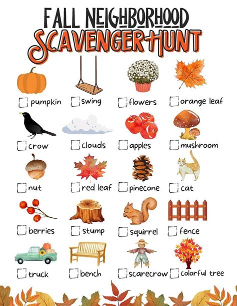 Fall scavenger hunt free printable – Artofit