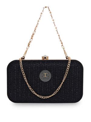 Buy ESBEDA Black Color Glitter Shine Oval Shape Clutch Solid Pattern ...