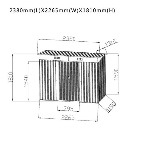 8FT X 4FT Metal Garden Shed Utility Tool Storage, Pent Roof Outdoor ...