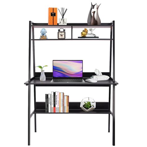 Buy RUIXU Ladder Desk Computer Laptop Office Table with Bookshelf for ...