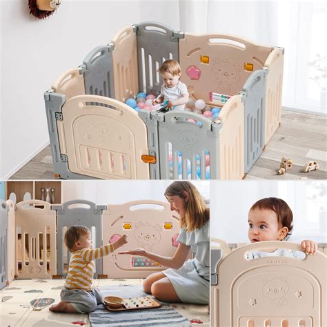 Buy New Foldable Baby Playpen, UANLAUO Baby Fence with Gate NO Gaps ...