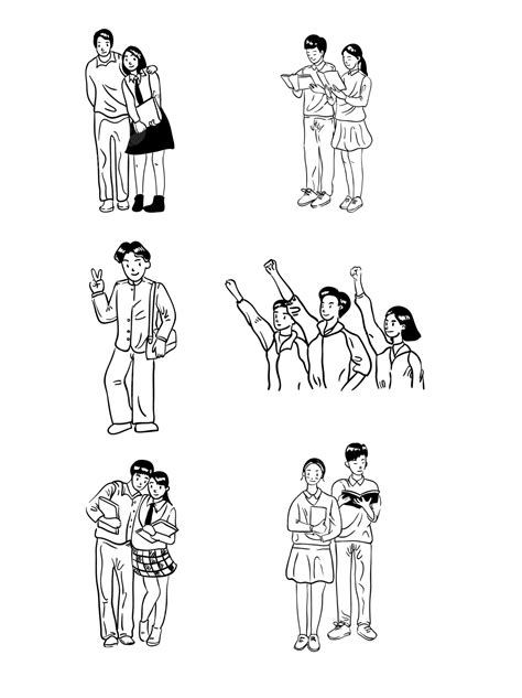 Young People Hand Drawn Black And White Line Drawing, Wing Drawing ...