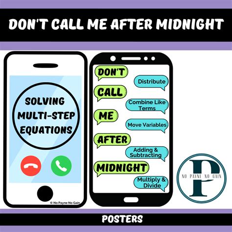 Don't Call Me After Midnight Solving Multi-Step Equations Poster Fun ...