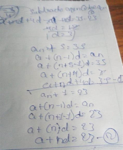 In an arithmetic progression an + 5 = 35 & an + 1 = 23 then common ...