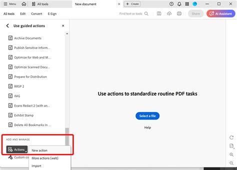 Splitting PDF Files using Guided Actions