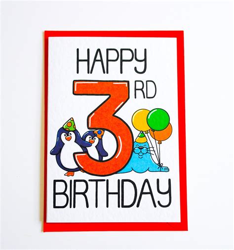 A cute birthday card for 3 Year Old boy or girl Blank inside for your ...