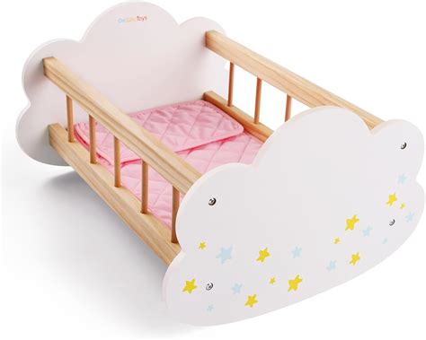 Amazon.com: BABESIDE Wooden Baby Doll Bed for 12-16 Inches Dolls ...