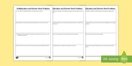 Multiplication and Division Word Problems Resource Pack