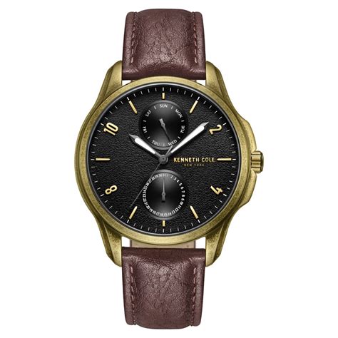 Buy Online Kenneth Cole Quartz Multifunction Brown dial Leather Strap ...