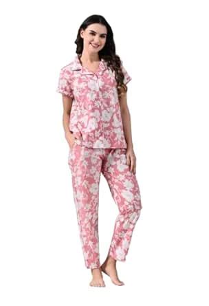 Buy Ichaa Women;s Cotton Printed Night Wear Top and Bottom Night Suit ...