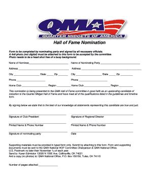 Fillable Online HOF Nomination Form Word Format Fax Email Print - pdfFiller