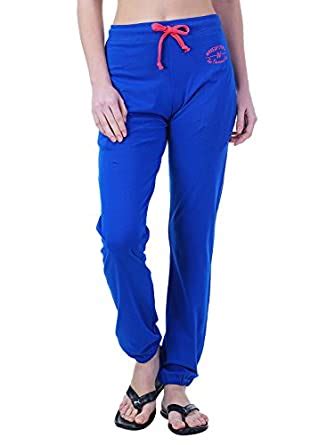 Buy WAKE UP COMPETITION Royal Blue Self Design Women Track Pant for ...