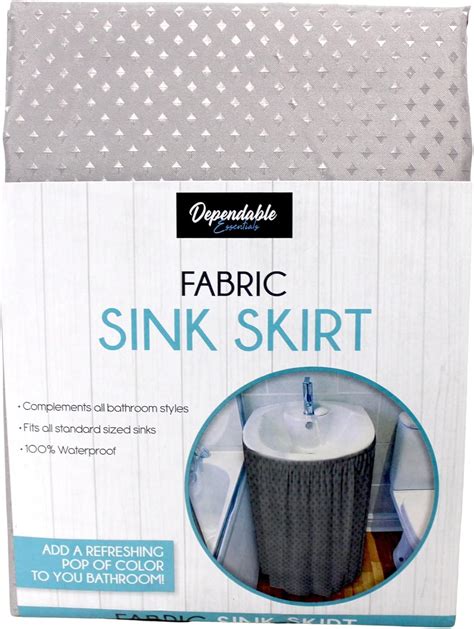 Diamond Stitch Fabric Bathroom Sink Skirt Utility Sink Waterproof Fits ...