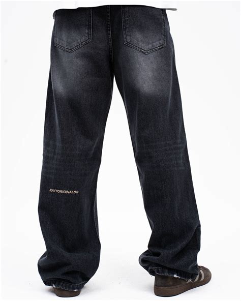 WASHED BLACK WIDE LEG JEANS MENS – Navy