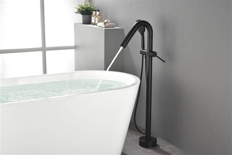 Floor Mounted Freestanding Bathtub H59 Brass Faucet Shower Mixer Plate ...