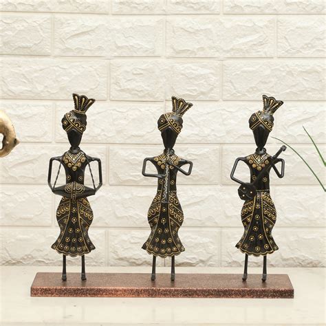 Vedas F-Lena Musician Dolls Table Decor Golden & Black MDF Showpiece ...