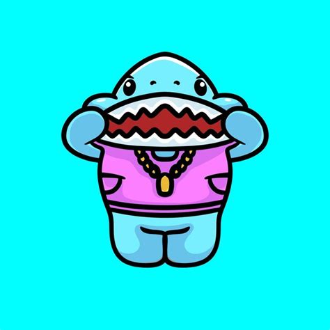 Shark Cartoon Mascot Vector Design Flat Cute Smile Expression Ocean ...