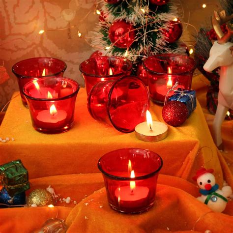 Buy TIED RIBBONS Set of 6 Votive Glass Tealight Candle Holders Glass ...