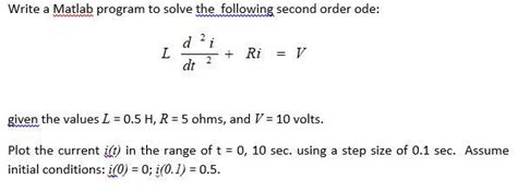Image result for Second Order Ode Using MATLAB
