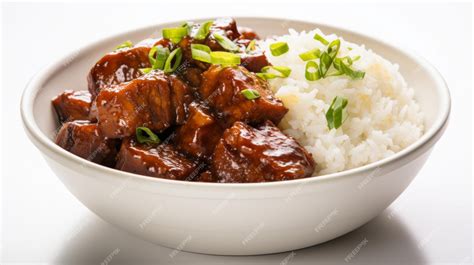 Premium AI Image | Delicious Filipino Adobo with Rice on White ...