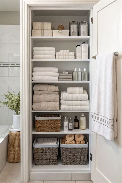 19+ Stylish Bathroom Closet Ideas to Inspire You in 2025 | Linen closet ...