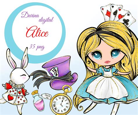 Alice in Wonderland Clipart, Mad Hatter, White Rabbit, Cheshire Cat ...