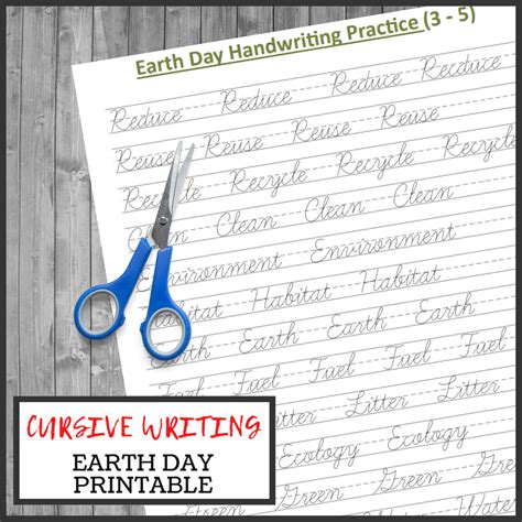 FREE: Earth Day Cursive Handwriting Printables - 3 Boys and a Dog