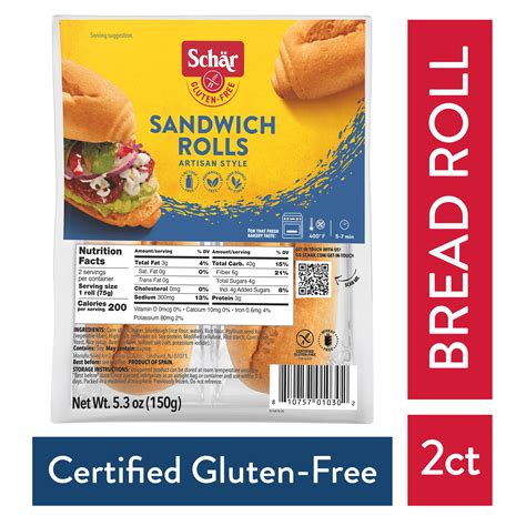 Schar Allergy Friendly Sub, Gluten Free Artisan Sourdough Bread Rolls ...