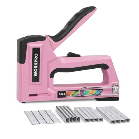 Buy WORKPRO Pink Ste , 6-in-1 Manual Brad Nailer with 4000-Pieces Stes ...