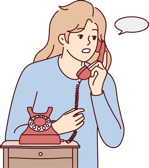 Young woman talk on landline phone 21248194 PNG