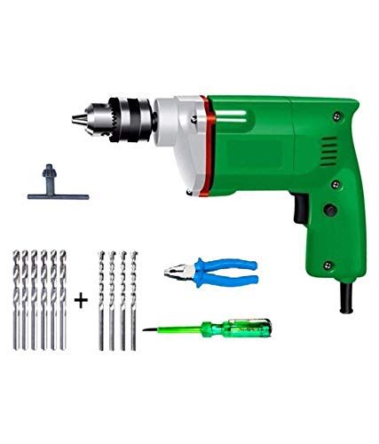 CAMEL10mm Drill Machine with 6 HSS + 4 Masonry Bits & Plier + Tester ...