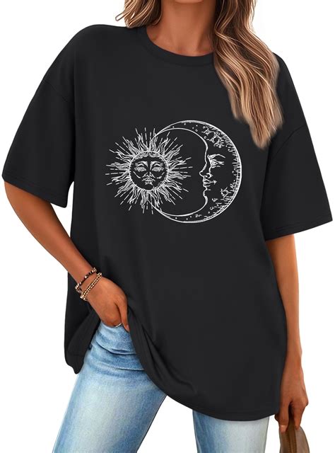 SUNBS Womens Oversized Graphic Tees - Sun & Moon Casual T-Shirts for ...