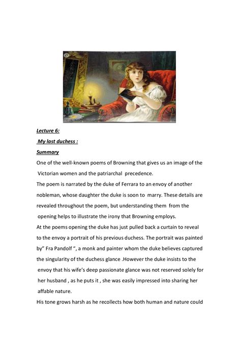 An analysis of the " my last duchess" poem - Docsity