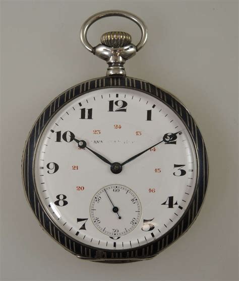 Silver and niello enamel TAVANNES pocket watch c1910