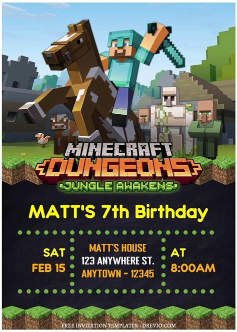 Free editable pdf minecraft gamers birthday invitation templates – Artofit