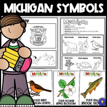Michigan State Symbols | State Study | Posters by Knowledge World Studio