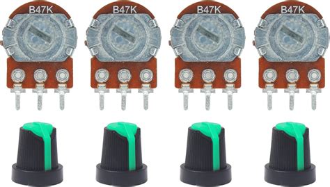 Electronic Spices 47k 3Pin Round Shaft Rotary Potentiometer Volume Pot ...