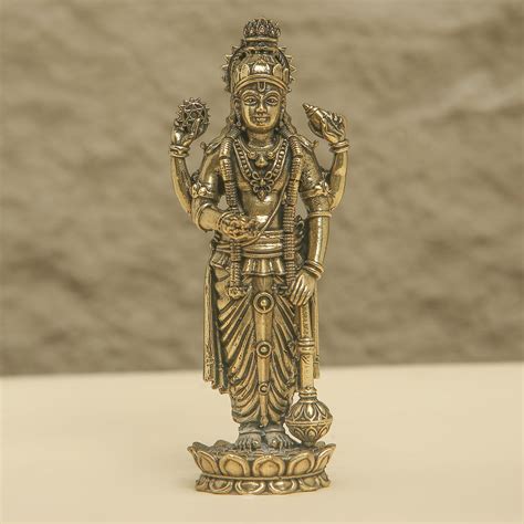 Superfine Brass Standing Lord Vishnu Idol – Divine Protector Murti ...
