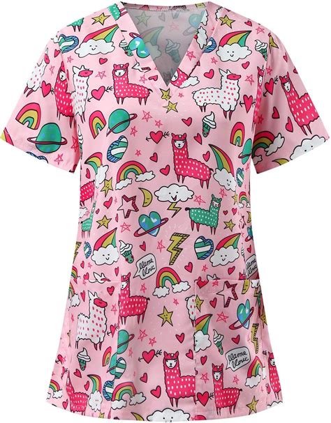 LHHH Hot pink scrub top,Women's Workwear V-Neck Scrub Nursing Uniform ...