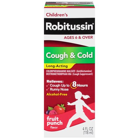 Children's Robitussin Long-Acting Cough and Cold Medicine, Fruit Punch Flavor, 4 fl oz (FSA ...