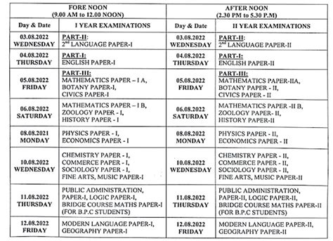 AP Inter Supplementary 2022 Time Table - GSR INFO @AP Teachers
