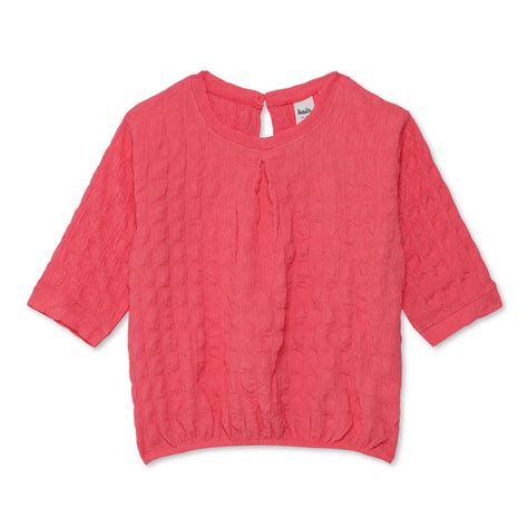Kid Girls Round Neck Textured Short Top