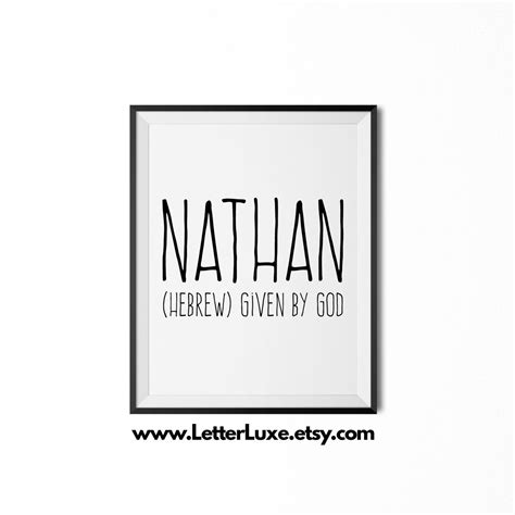 Nathan Printable Kids Gift, Nathan Name Meaning Art, Baby Shower Gift ...