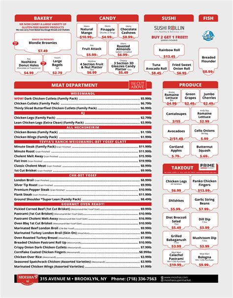 In Store Specials - Moishas