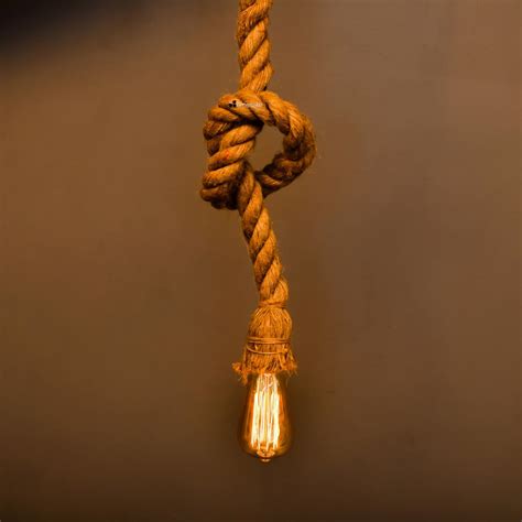 Buy Homesake® Edison Lamp Rustic Rope Hanging Pendant E27 Holder ...