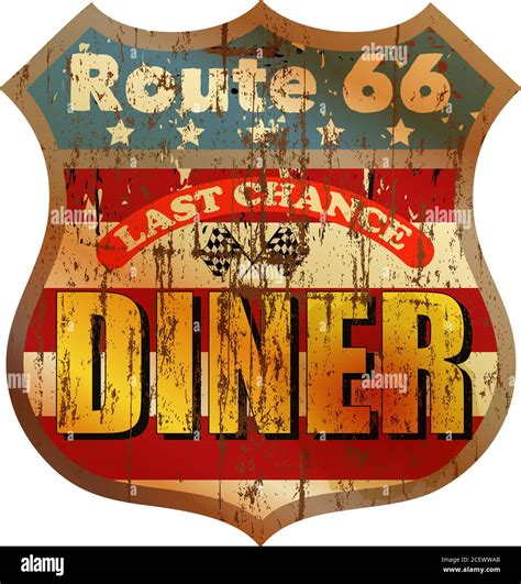 Vintage route 66 diner sign,old fast food restaurant advertsing sign ...