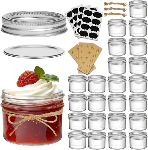 Amazon.com: ComSaf Small Mason Jars 4 oz, 24 Pcs Mini Mason Containers ...